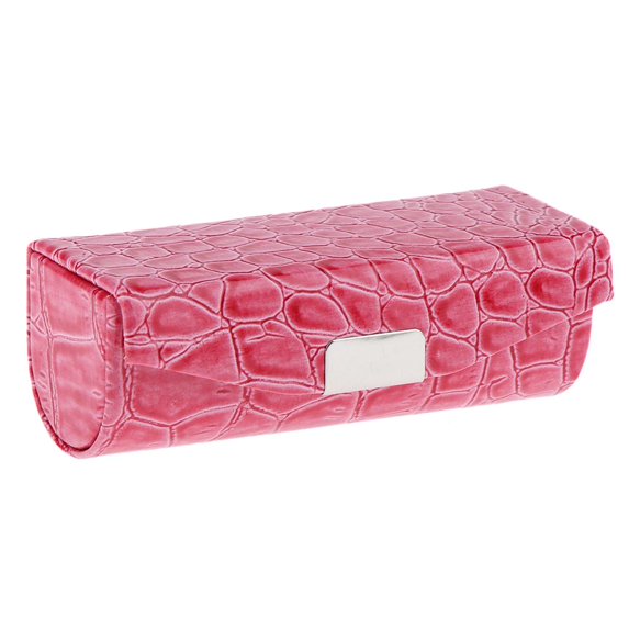 Leather Case Holder Storage Box With Mirror For Purse - Rose Red, as described