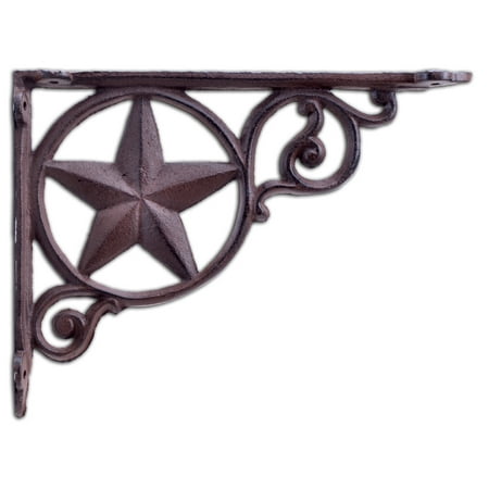 Decorative Shelf Bracket Rustic Star Rust Brown Cast Iron