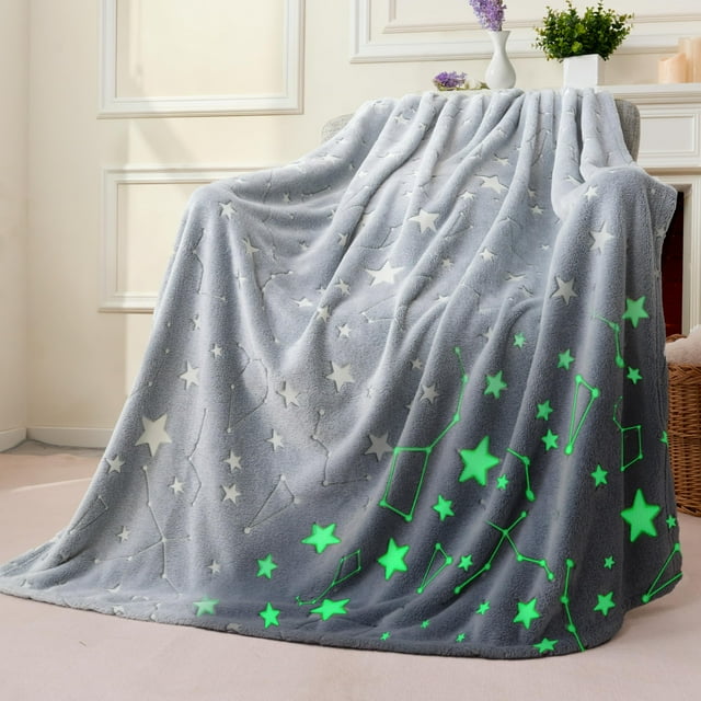 Manta Joiedomi Glow in Dark Star, 127 x 152 cm, franela suave