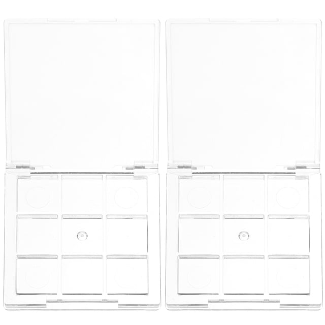 Cajas resaltadoras vacías compactas, envases de cosméticos recargables transparentes, 2 uds.