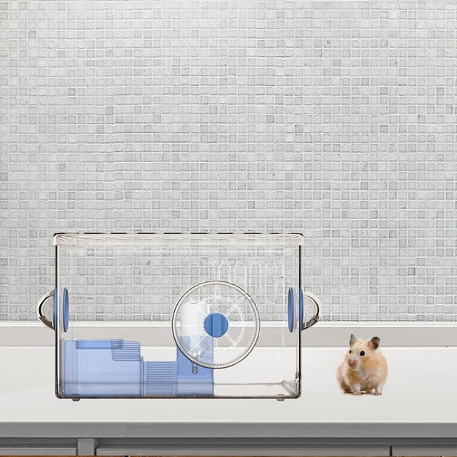 Jaula grande para hámster, casa de ejercicios y juegos, suministros para mascotas, hábitat de ventilación portátil, recinto para hámster para jerbos, azul