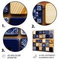 thumbnail image 3 of Designart "Boho Blue colors tiles In Blue and Orange"Boho Tiles Metal Wall Art Blue Traditional Living Room Wall Art, 3 of 6