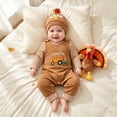 thumbnail image 5 of mgoYE My First Thanksgiving Baby Boy Outfit Long Sleeve Romper Turkey Overall Hat 0-3 Months, 5 of 9