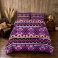 thumbnail image 2 of Manfei Southwestern Aztec Duvet Cover Queen, , Purple Black Queen Bedding, Black Reversible 3 Pieces, 1 Duvet Cover and 2 Pillowcases, 2 of 6