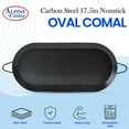 thumbnail image 2 of Alpine Cuisine Nonstick Oval Comal Griddle 17.5x8-Inch - Black Carbon Steel Tortilla Comal with Double Handle - Durable, Heavy Duty Comal for Cooking - Even-Heating, 2 of 8