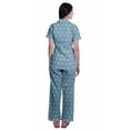thumbnail image 4 of Moomaya Notch Collar Button Down Printed Cotton Pajama Set For Women Nightwear, 4 of 6
