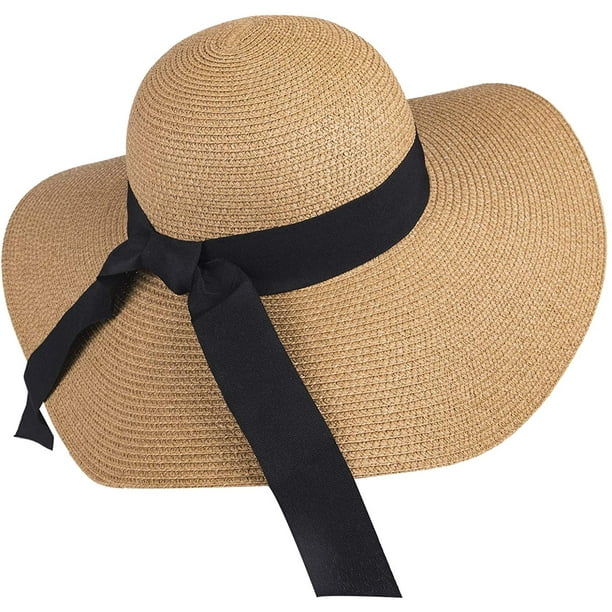 Iguohao Womens Sun Straw Hat Wide Brim Upf 50 Summer Hat Foldable Roll Up Floppy Beach Hats For Women