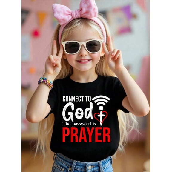100% Cotton Connect To God The Password Is Prayer Christian Wifi God Kid T-Shirt Graphic T-shirts for boys and girls