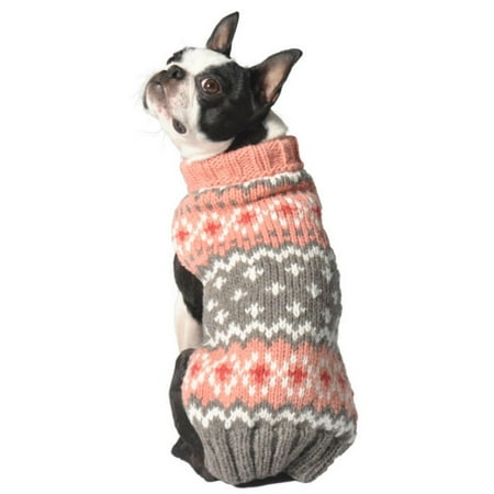 UPC: 0816071019335 | Handmade Fairisle Wool Dog Sweater – Peach – X-Large