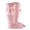 Pink, variant on Krdevn Girls Vertical Rib Knee High Socks with Side Pom Detail, Soft Stretchy Dressy Hosiery (Baby,Toddler),2-4 Years