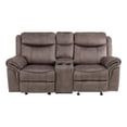 thumbnail image 3 of Pemberly Row Transitional Microfiber Double Glider Reclining Love Seat in Brown, 3 of 7
