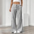thumbnail image 2 of Womens Striped Cotton Linen Pants Low Rise Wide Leg Trendy Drawstring Elastic Waist Casual Trouser With Pockets, 2 of 7
