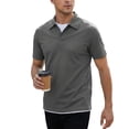 thumbnail image 4 of gbyLJF Men's Short Sleeve Collared T-shirts with Two Buttons Solid Color Casual Work Golf Tee Shirts Summer Workout Tops, 4 of 9