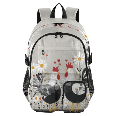 30L Backpack Durable Computer Bag for College & Travel Lightweight Daypack Fits 15.6" Laptop Black and White Chick