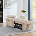 thumbnail image 5 of 4 in1 Multi-Function Single Sofa Bed with Storage Pockets,Tufted Single Pull-out Sofa Bed with Adjustable Backrest and Pillows ,Convertible  Chaise Lounge for iving spaces or guest rooms (Taupe), 5 of 9