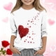 thumbnail image 1 of Blusas y camisas de cuello redondo y manga larga para niños, blusas/camisas de poliéster con estampado de corazones, mangas 3/4 y cuello redondo, elegantes e informales., 1 of 5