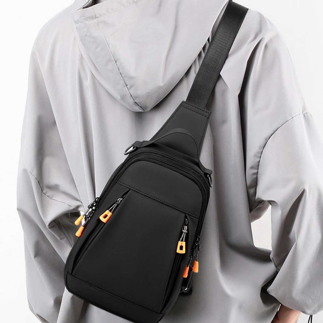 Small Sling Bag Chest Shoulder Water T Sling Purse Strap Travel Bag For Men Women Boys With Earphone Hole