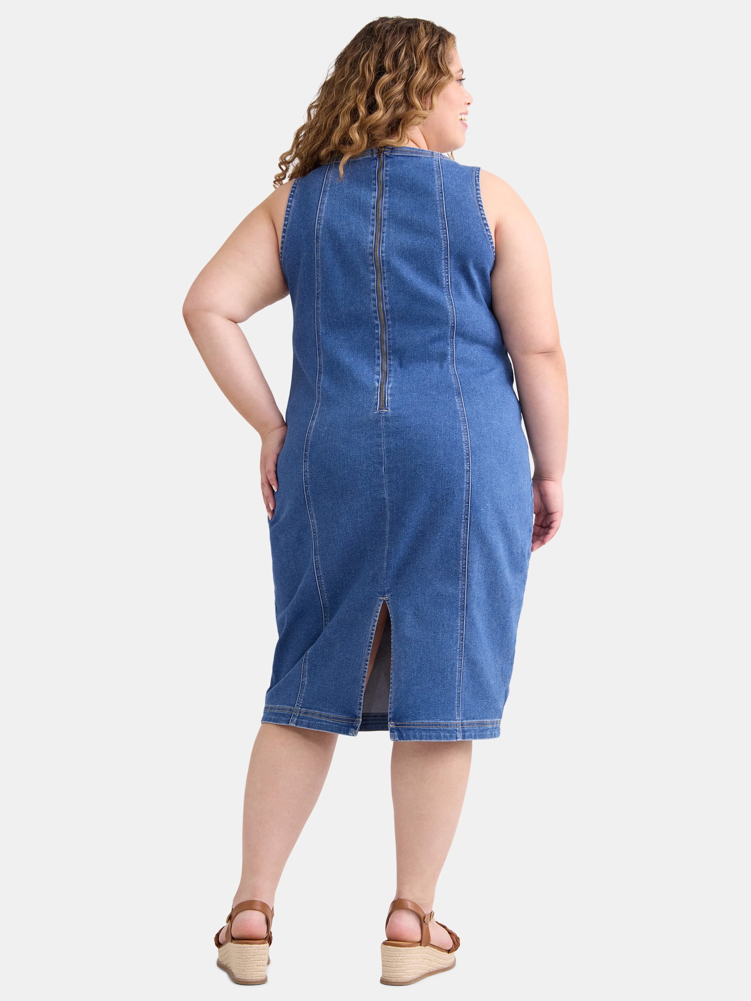 Terra & Sky Women's Plus Size Denim Bodycon Dress, Sizes 0X-5X