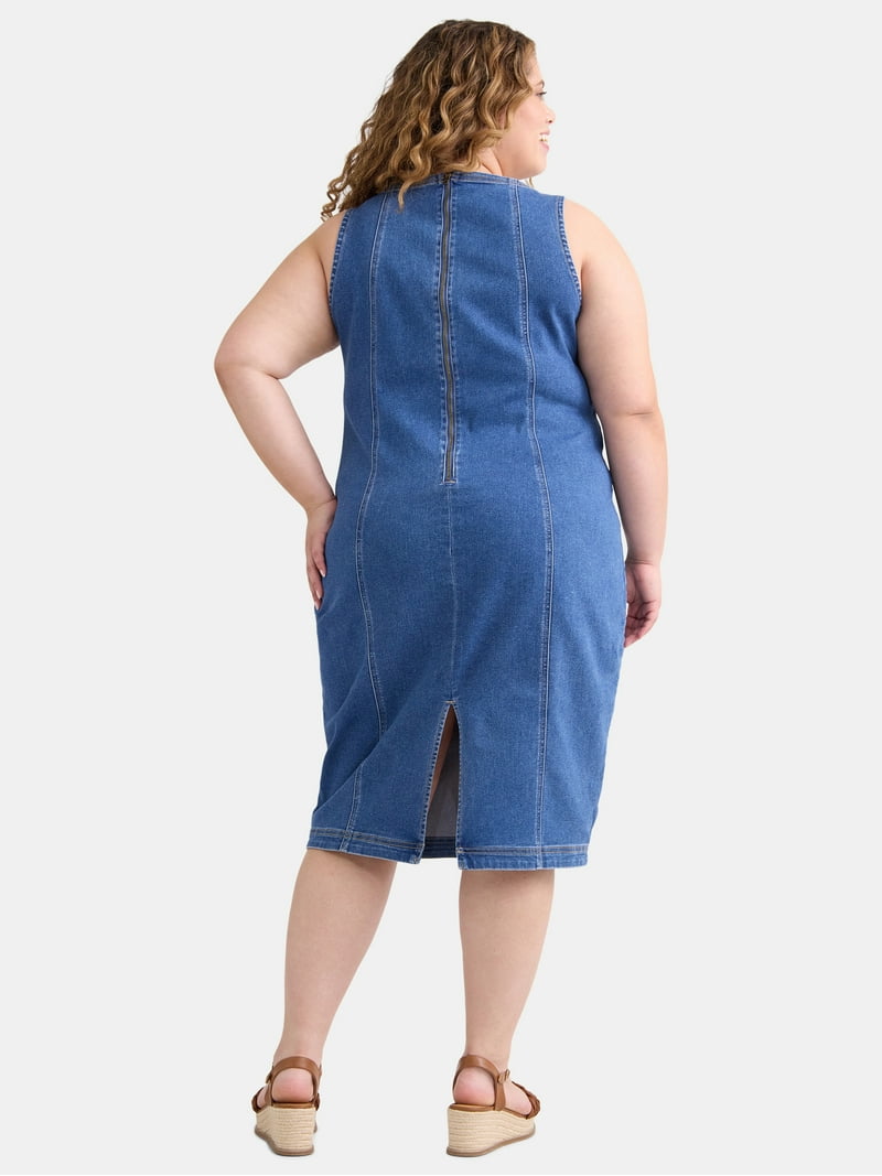 Terra & Sky Women's Plus Size Denim Bodycon Dress, Sizes 0X-5X - Walmart.com