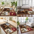 thumbnail image 5 of Forest Wild Animals Area Rugs 4x6ft Farmhouse Bear Wolf Deer Footprints Red Plaid Floor Rug&nbsp;Non Slip Low Pile Ultra Soft Throw Carpet for Entryway Indoor Entrance Kitchen Bathroom, 5 of 9