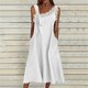 thumbnail image 2 of Vestido de Verano Casual sin Mangas Gradual de las Mujeres Vestido Largo con Cuello en V, Vestido de Vacaciones de Poliéster Suave, 2 of 9