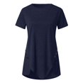 thumbnail image 6 of Pincandy Women Plus Size Button Solid Round Neck Flowy Babydoll Dresses 2025 Summer Short Sleeve Swing Shift Loose Casual Mini Tunic Dress,Navy,5XL, 6 of 6