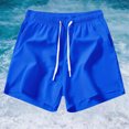 thumbnail image 2 of KPOPLK Mens 5 Inch Linen Shorts - Casual Elastic Waist Drawstring Summer Beach Shorts with Pocket(Dark Blue,XXL), 2 of 5