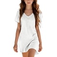 thumbnail image 1 of FRSASU Robe d'Été 100 % Coton pour Filles, Tendance, Col en V, Décontractée, Bohème, Robe Soleil, Printemps, Plage, Fluide, Vacances, Mini, Blanche, 1 of 8