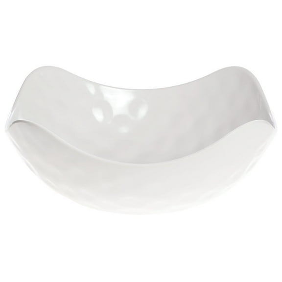 HUBERT® Serving Bowl White ,Melamine Hammered Finish - 13" L x 13" W x 5" H