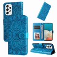 thumbnail image 1 of TECH CIRCLE Samsung Galaxy A53 5G Case,Sun Pattern Embossed PU Leather Magnetic Flip Cover Card Holders Hand Strap Wallet Purse Case for Samsung Galaxy A53 5G, Blue, 1 of 9