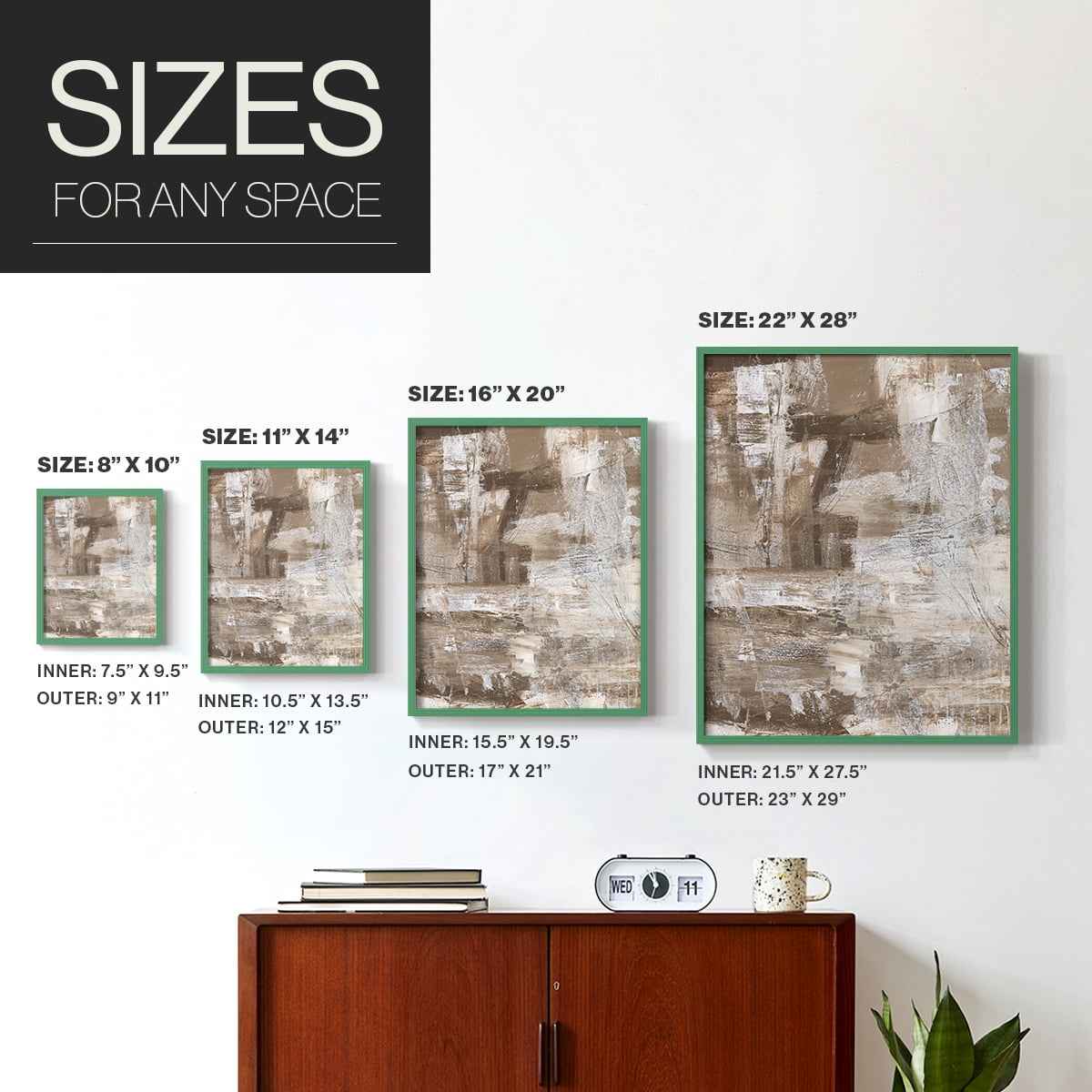 Bronzed II Framed Print in Green Solid Wood Framed Print No Nail Hanging
