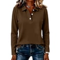 thumbnail image 2 of Polo Shirts For Women Three Buttons Long Sleeve Collared Golf Shirts Fall Relaxed Fit Breathable Tops Casual Lapel V Neck Business Blouses, 2 of 5