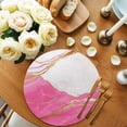 thumbnail image 2 of Pink Marble Round 15 Inch Placemats Set of 2, Nature Marble Crack Yellow Lines Art HeatResistant Non Slip Place Mats for Dining Table, Wipeable Braided Kitchen Table Mats for Housewarming, 2 of 9