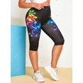 thumbnail image 2 of Leggings de cultivos de flor de flor de mariposa Rosegal Leggings de talla grande, 2 of 5