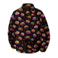 thumbnail image 5 of GrmtClth Autumn Mens Halloween Graveyard Ghost Collared Jacket Long Sleeve Snap Closure Loose Fit Halloween Night Leisure Outerwear Purple S, 5 of 6