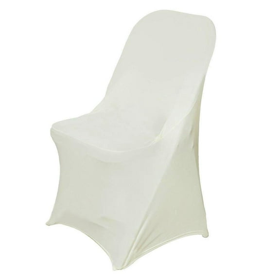 BalsaCircle 10 Ivory Spandex Stretchable Folding Solid Chair Covers Slipcovers Wedding decorations