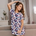 thumbnail image 3 of Fotbe record rock music Skull Bata de Dormir para Mujer con Estampado, Camisón de Algodón de Manga Corta, Ropa de Dormir Casual, 3 of 6