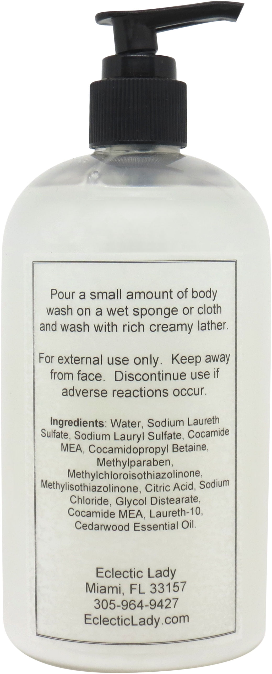 Cedarwood Essential Oil Body Wash by Eclectic Lady, Liquid Shower Gel for Women and Men, 16 Ounces