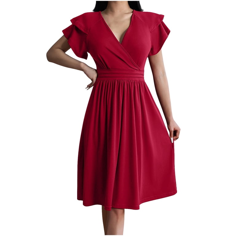white christmas dresses vintage Loose Print Women's Dress 2024 Summer O-Neck Short Sleeve Mini –  ASHORE SHOP