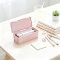 thumbnail image 4 of SLYNSHome Plastic Storage Box With Lid, Large Capacity Desktop Organizer Case,Pink Portable Container For Pens Markers And Small Desk Accessories, 4 of 6