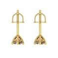 thumbnail image 4 of 1 Ct Round Cut Studs Champagne Crystal 18K Yellow Solid Gold Everyday Dainty Earrings Screw Back, 4 of 7