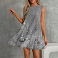 thumbnail image 7 of Womens Summer Dress with Pockets Floral Print Sleeveless Loose Crew Neck Tank Short Dress Pleated Swing Sundress (2XL, Gray), 7 of 7