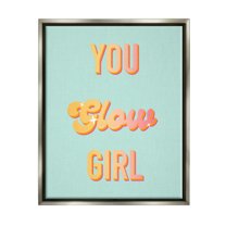 Stupell Industries You Glow Girl Confidence Phrase Inspirational Painting Gray Floater Framed Art Print Wall Art