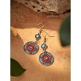 thumbnail image 5 of Bohemian Vintage Style Geometric Blue and Red Dangle Earrings, Ethnic Jewelry for Women, 5 of 7