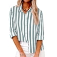thumbnail image 4 of Button Down Shirts for Women Dressy Floral Printed Long Sleeve Blouse Business Casual Work Tops Summer Holiday Green XL, 4 of 9