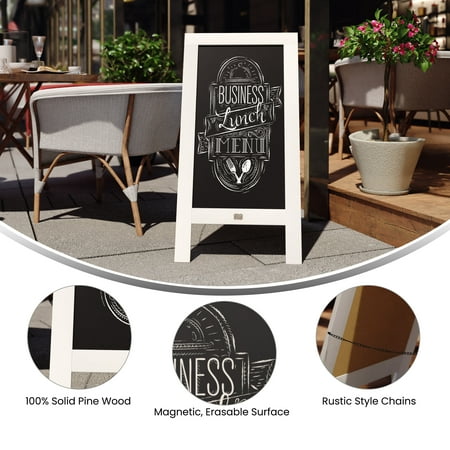 Alamont Home - Canterbury 20"W x 2-26"D x 40"H Magnetic A-Frame Chalkboard - Solid White