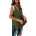 thumbnail image 3 of Women's Lace Tank Tops V Neck Sleeveless Summer Casual T Shirts Tunic Side Split Loose, 3 of 5