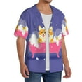 thumbnail image 2 of Goofa Dog Washes in a Pink Bath Printed Men's Casual Short-sleeved Shirt,Lightweight Breathable Button-down,Summer Casual men's top,Versatile Fashion shirt-Small, 2 of 7