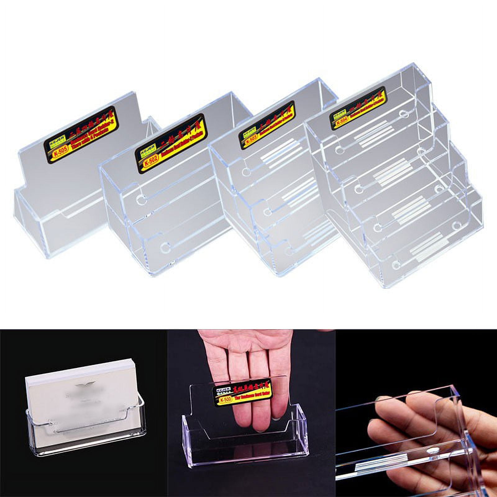 2PCS Business Card Holder For Desk 2 Slots Clear Acrylic Business - View #12