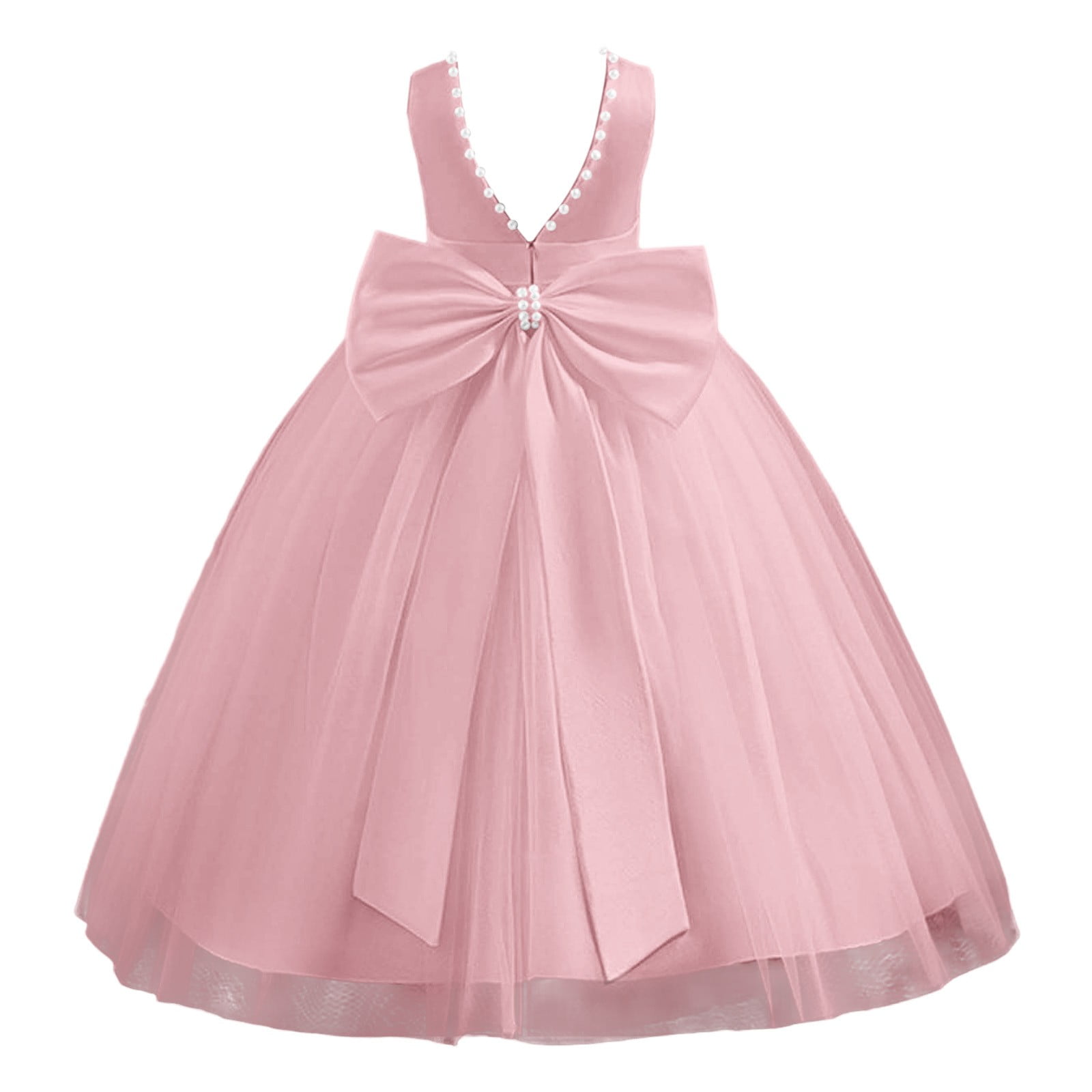 Wdgfv Girls Dresses Elegant Satin Flower Girl Dress for Wedding Party Pageant Gown Stylish Comfortable Design Young Fashionistas Pink 13-14Years